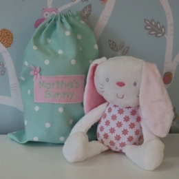 Floral Bunny  in Personalised Bag