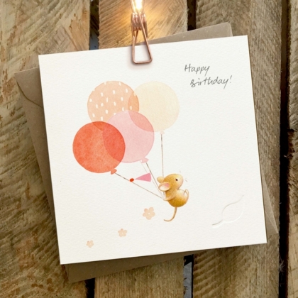 Happy Birthday (Mouse & Balloons) Card