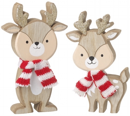 Wooden Standing Reindeer Decoration