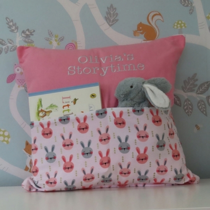 Pink & Grey Bunnies Storytime Cushion