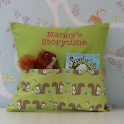 Squirrels on Green Storytime Cushion