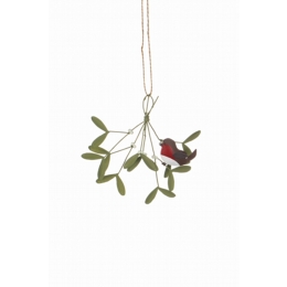 Robin on Mistletoe Ornament 