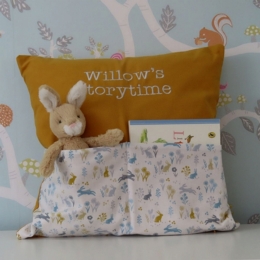 Mustard & Grey Bunny Storytime Cushion