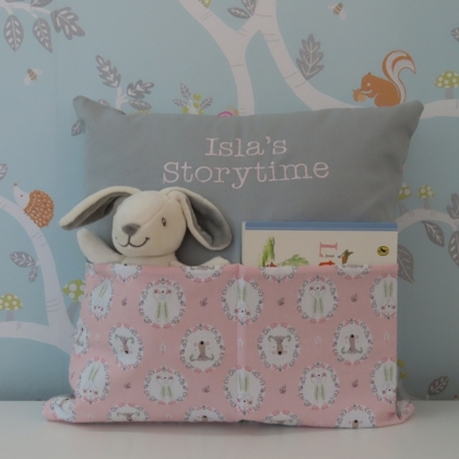 Bear & Bunny Pink/Grey Storytime Cushion