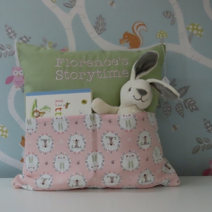 Bear & Bunny Pink/Green Storytime Cushion
