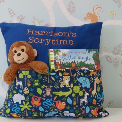 Jungle Storytime Cushion (Blue)