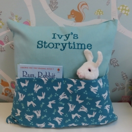 Teal Bunnies Storytime Cushion
